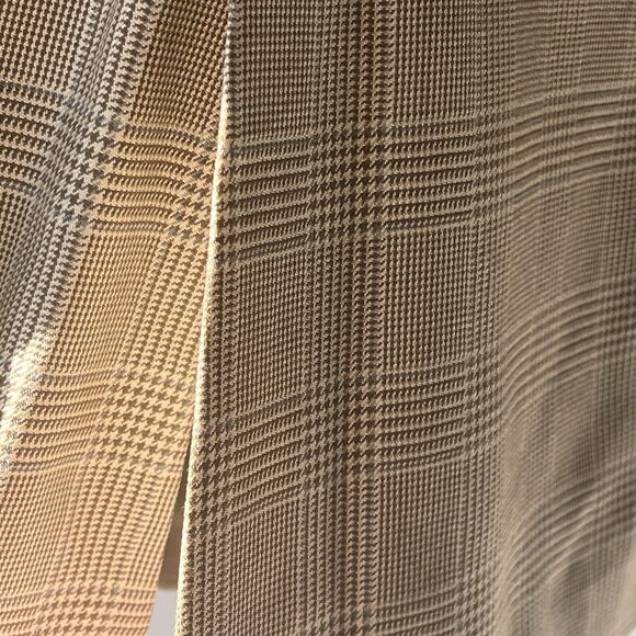 E Thomas Silk & Wool Mens Suit Jacket Blazer Italy 54 R Brown Plaid Window Pane - Picture 4 of 16